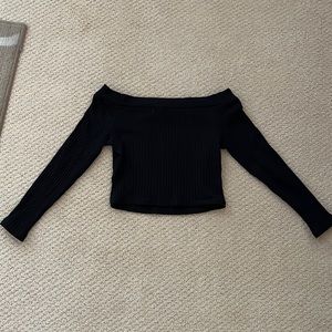 Black Off the Shoulder Crop Top